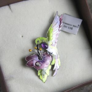 Enamel Hummingbird brooch pin